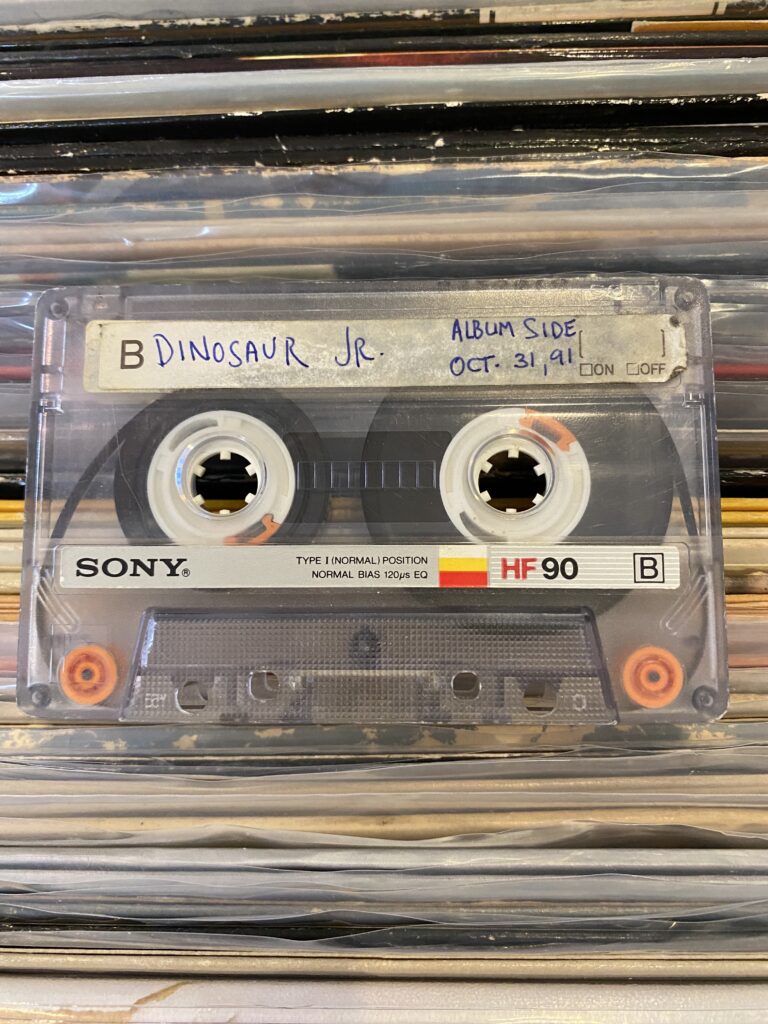 blank Sony tape upon which is written Dinosaur Jr full album